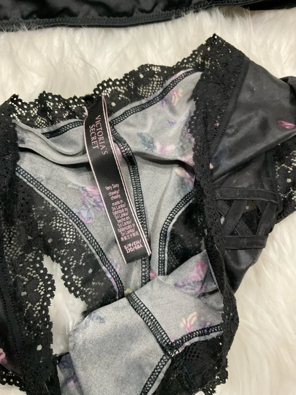 Very Sexy Victorias Secret Black  Satin Bralette and Lace Set